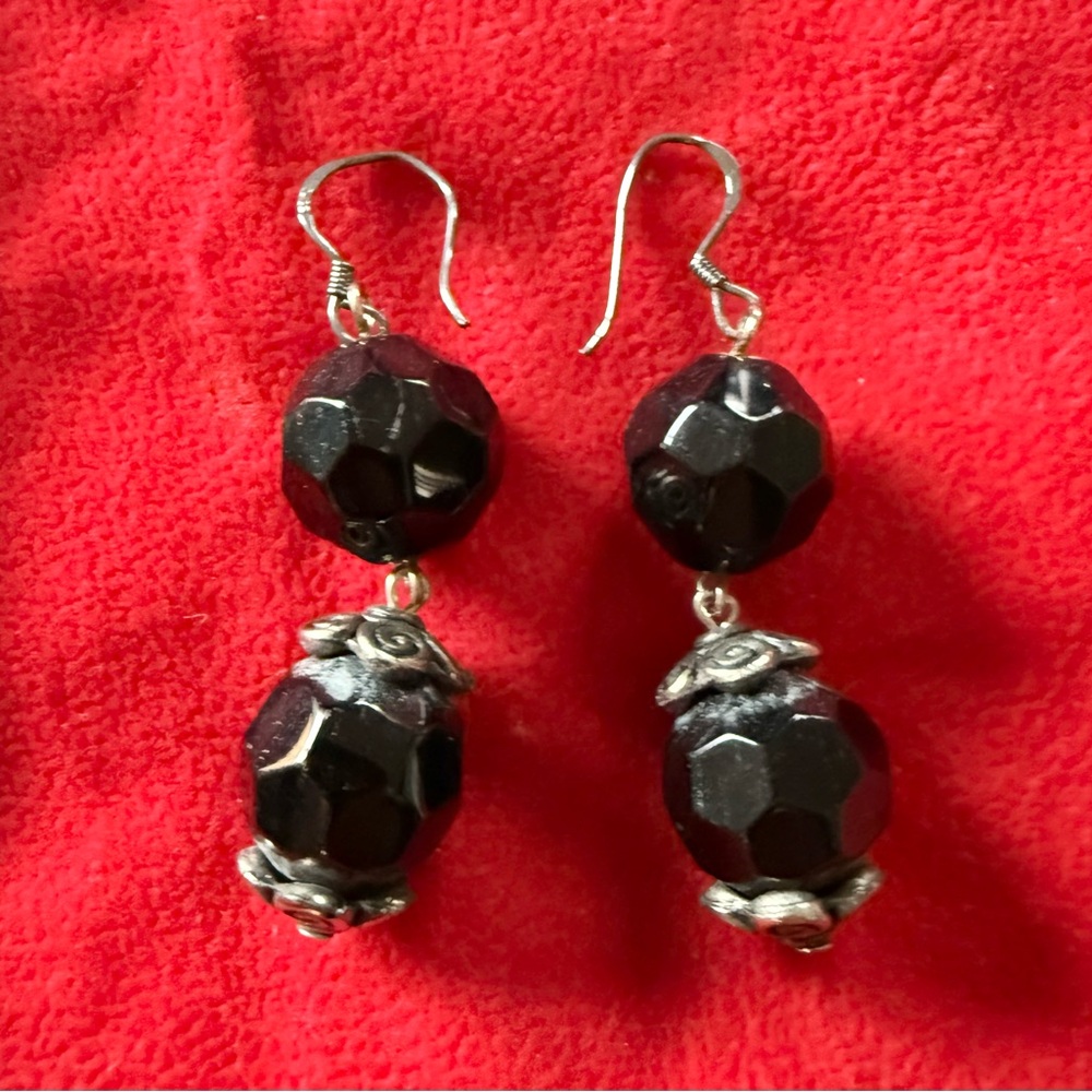 New Beaded Black Crystal Earrings